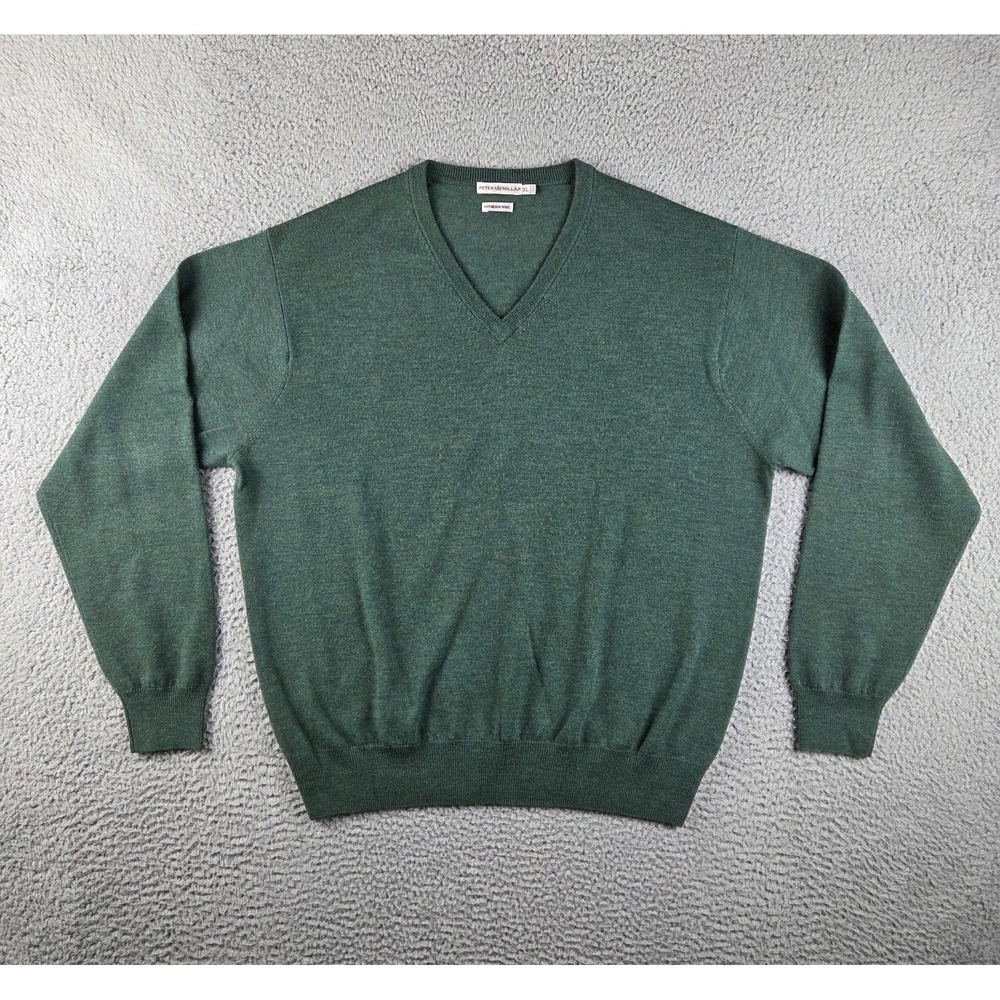 Peter‎ Millar Crown Soft Sweater Mens XL Green Merino Wool Pullover Lightweight